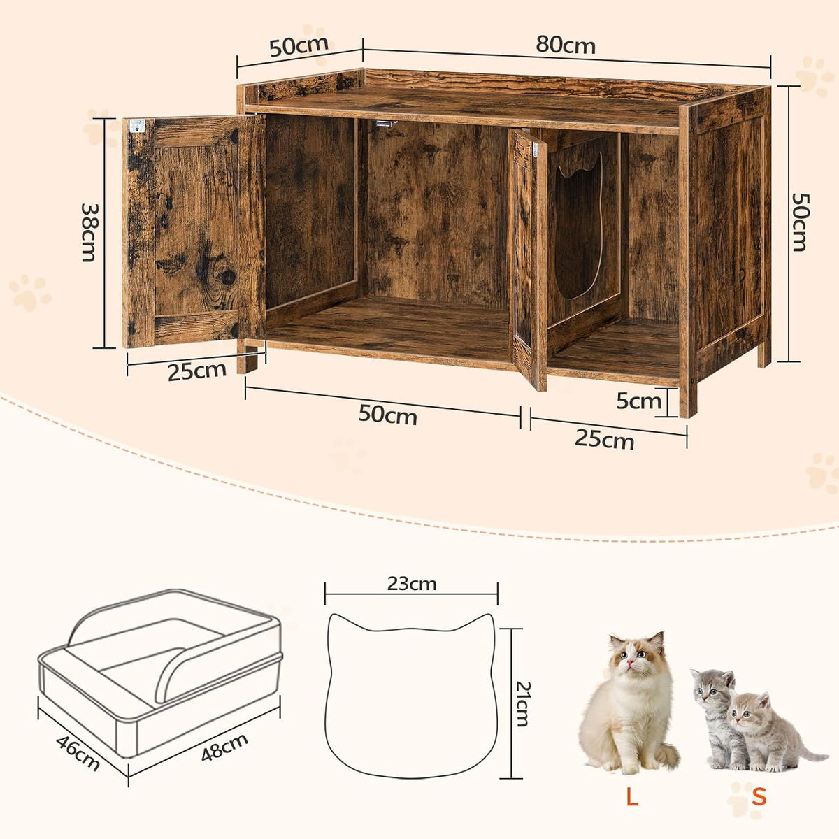 MAHANCRIS Cat Litter Box Enclosure - Rustic Brown - image 3