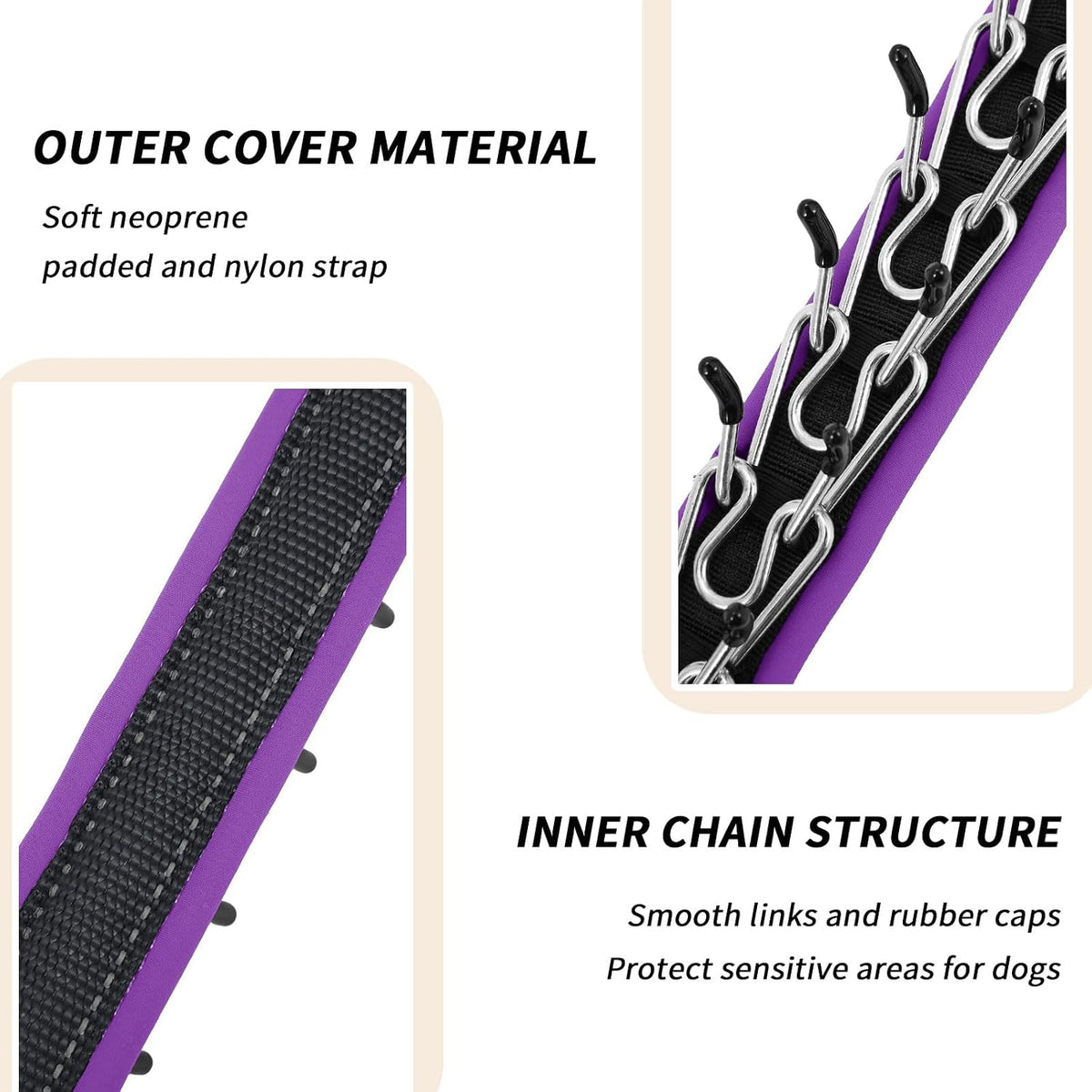 Martingale No Pull Dog Collar for Large Medium Small Dogs - L (19"-26" Neck, 1.5" Wide) / Black Purple - image 2