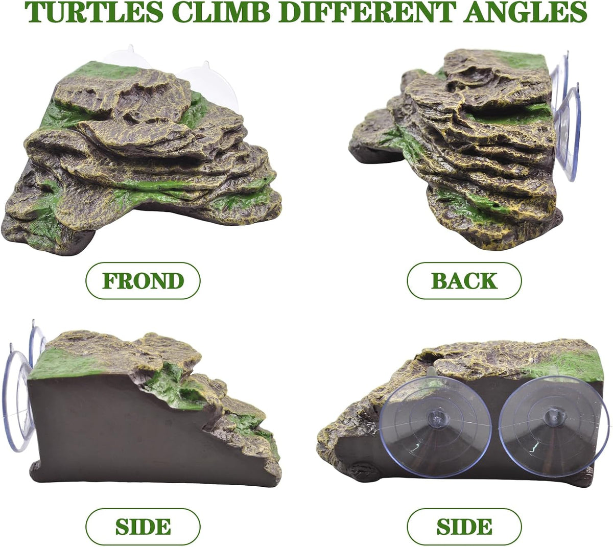 PINVNBY Basking Platform for Turtles Tortoise Dock Resin Resting Rock - 【L:7.1”Lx6.3”Wx2.7”H】 / 【brown】 - image 4