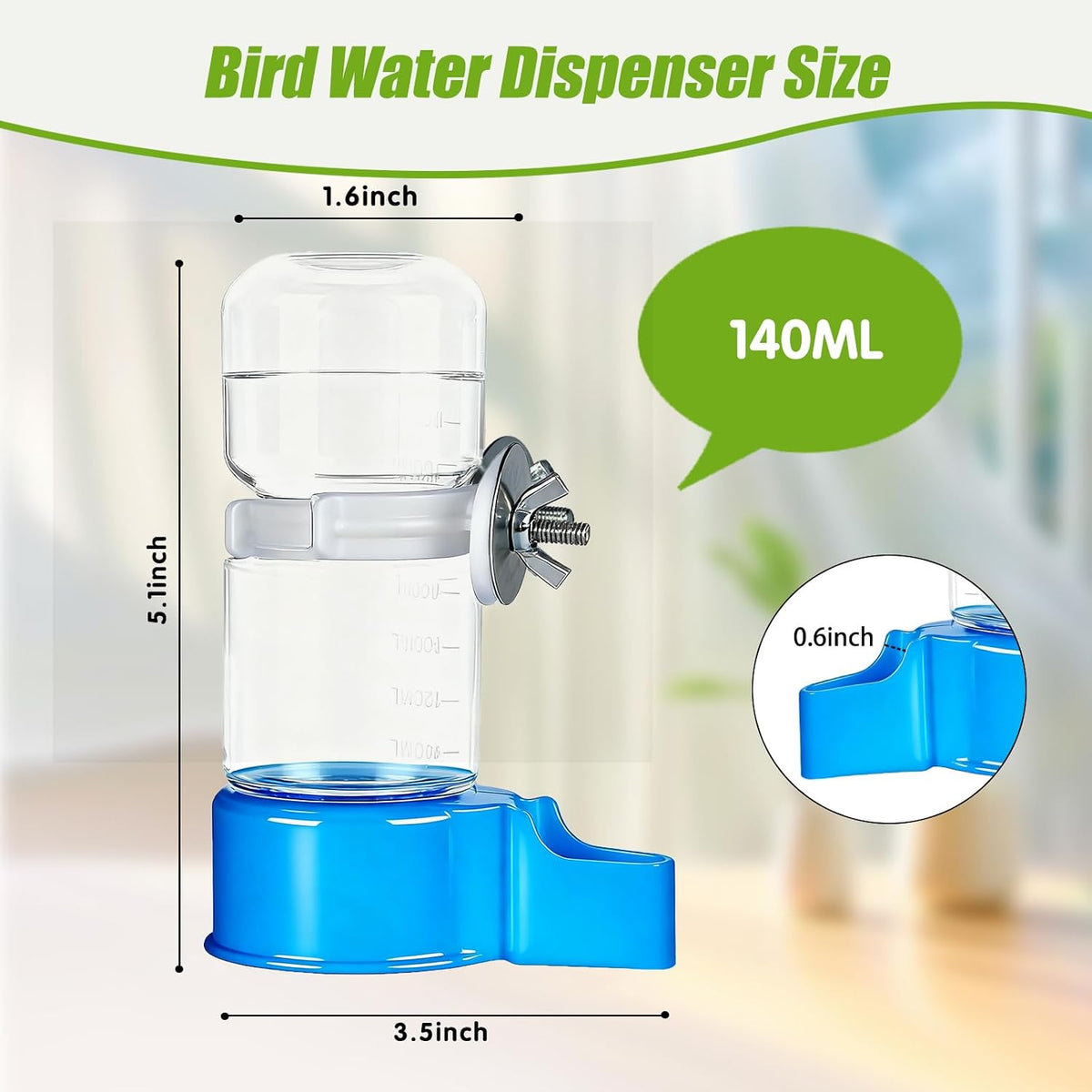 2 Pack Automatic Bird Cage Water Dispenser - Blue / 2PCS Water Dispenser - image 2