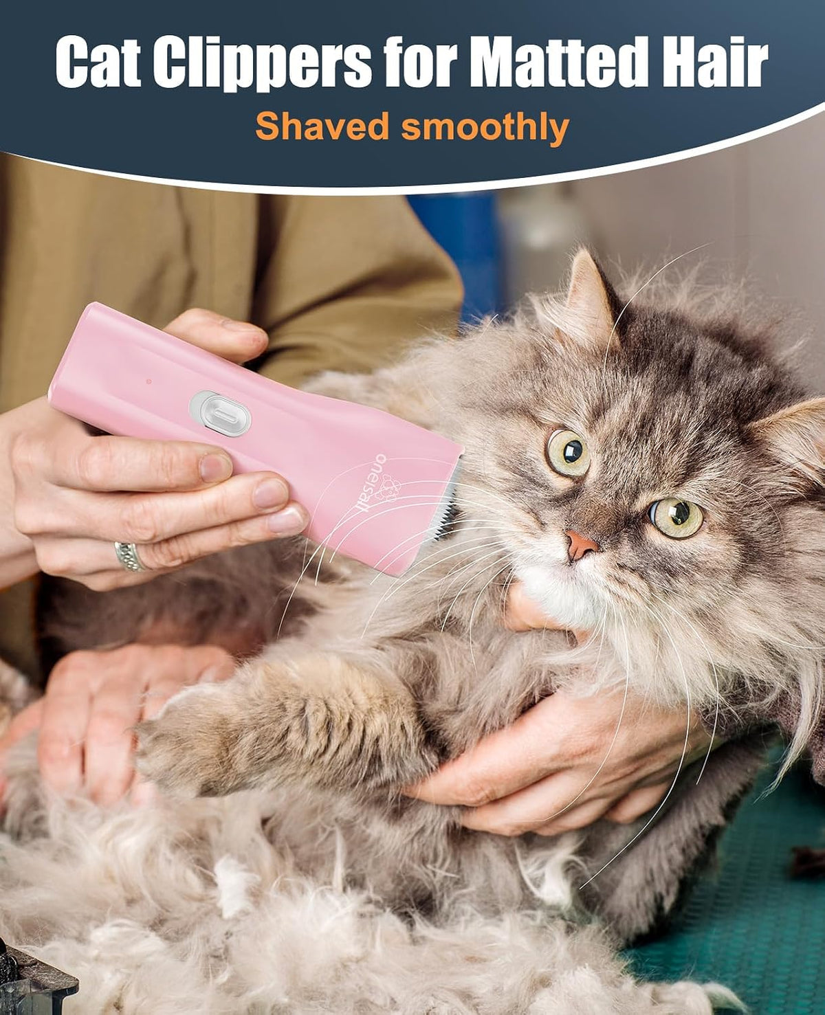 oneisall Pet Clippers for Cat Matted Hair - Pink / Standard - image 2
