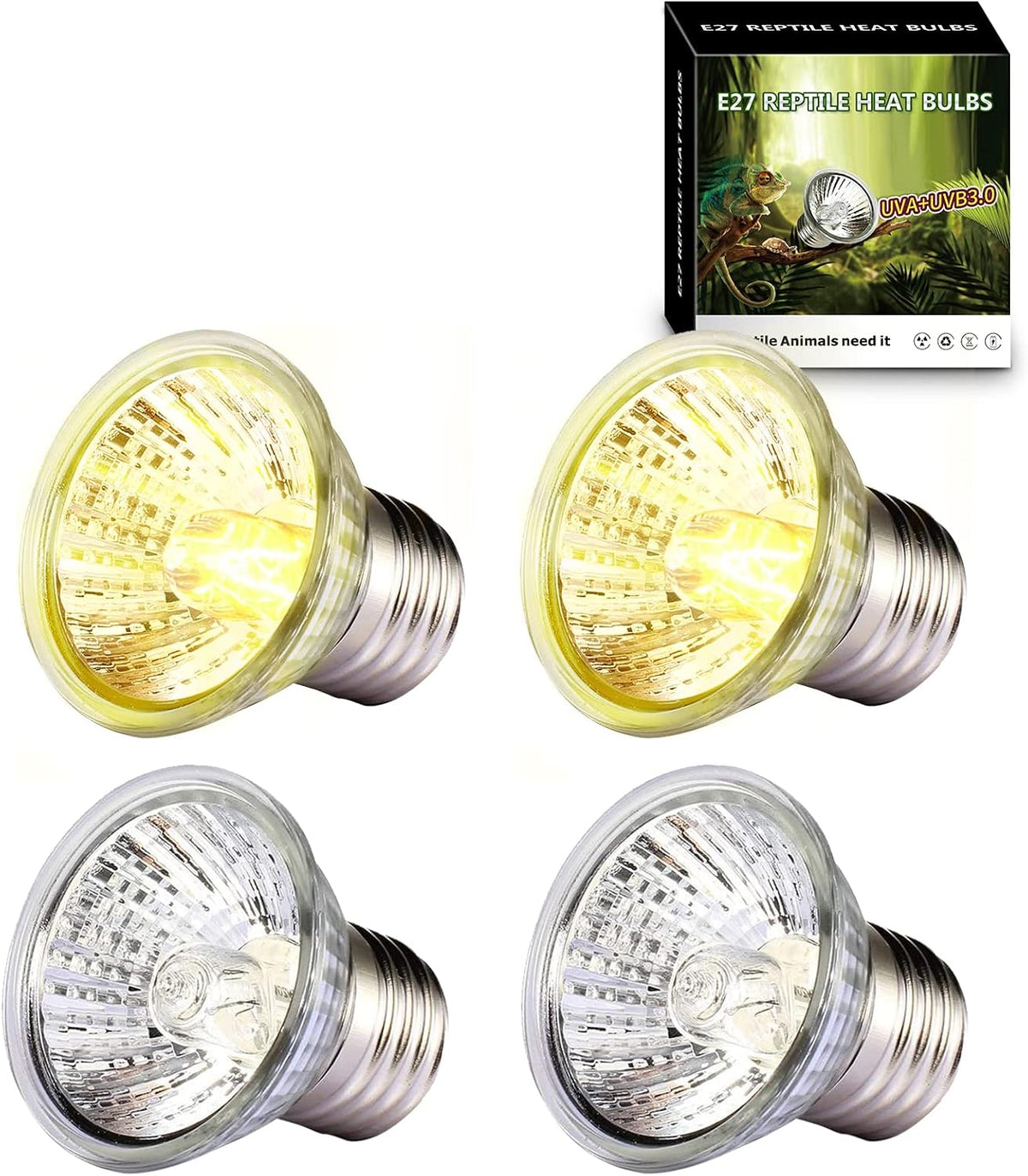 Reptile Heat Lamp, UVA UVB Light for Aquarium Turtle Tank - 4×50w Bulbs