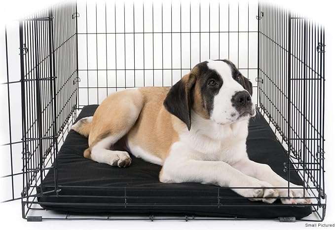 K9 Ballistics Tough Ripstop Orthopedic Dog Crate Bed - Durable Pad with Washable Cover, for Wire Crates, Tie-Downs Included, Size: XX-Large 53"x36", Obsidian Black