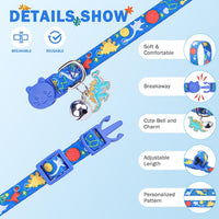 Breakaway Cat Collars with Bell - Floral& Leaves& Dinosaurs - image 2