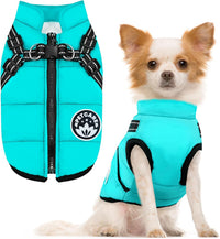 Winter Dog Coat with Harness Built in Waterproof Dog Jackets Warm Pet - Blue / XL(Suggest 12-15 lbs)