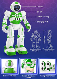 Robot Toys for Kids, Rechargeable Remote & Gesture Control Robots – Fun for Kids & Family - Green - image 2