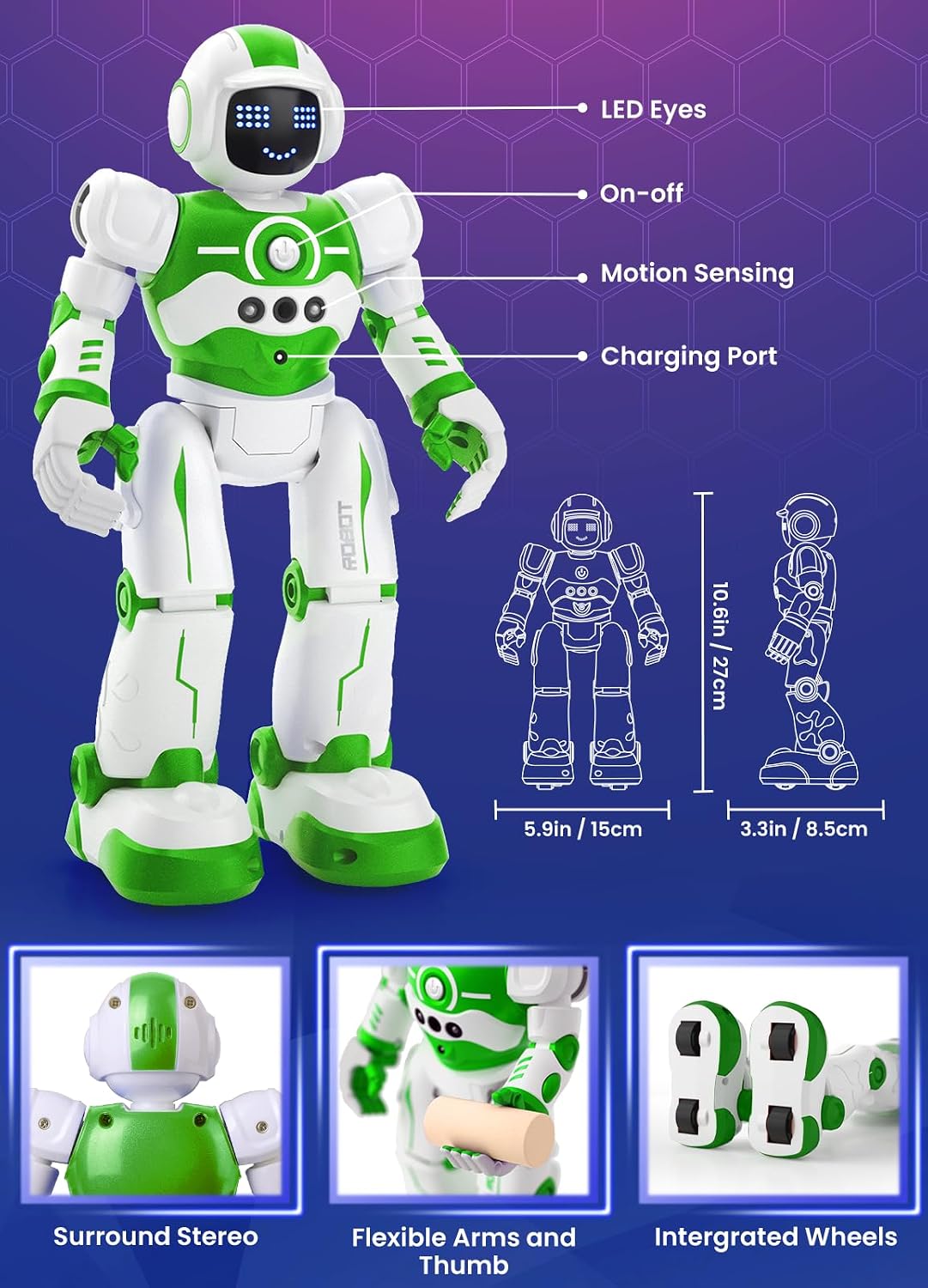 Robot Toys for Kids, Rechargeable Remote & Gesture Control Robots – Fun for Kids & Family - Green - image 2