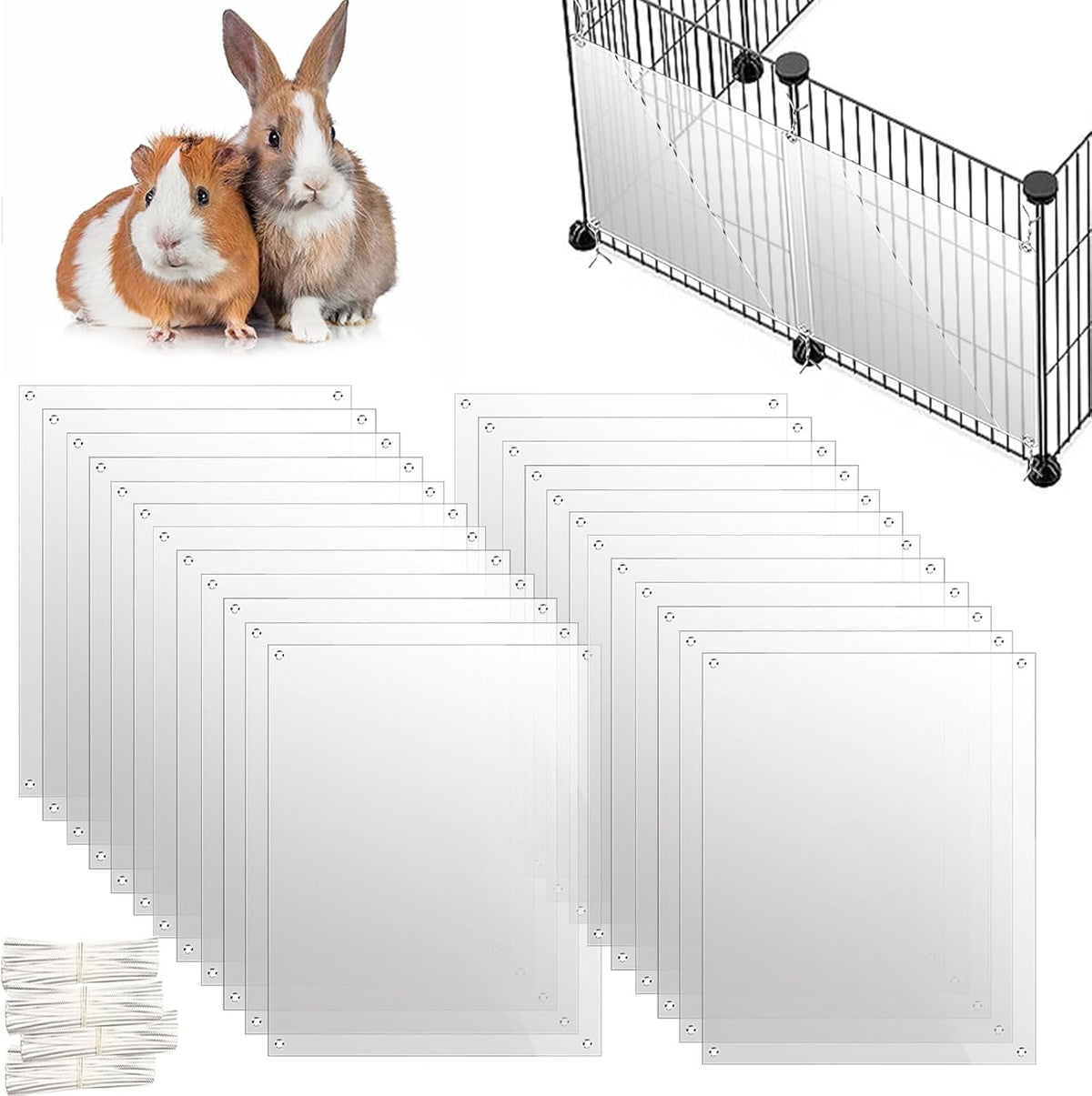 Oncpcare 12 Pack Rabbit Cage Urine Guard 10'' x 8.2'' Pet Plastic - 24pcs