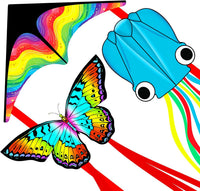 Xida Butterfly Kites for Kids and Adults Easy to Fly - 3 Pack (Delta+ Colorful Butterfly+Octopus)