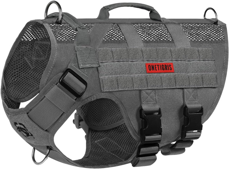 OneTigris No Pull Tactical Dog Harness for Medium Dogs - Grey / M
