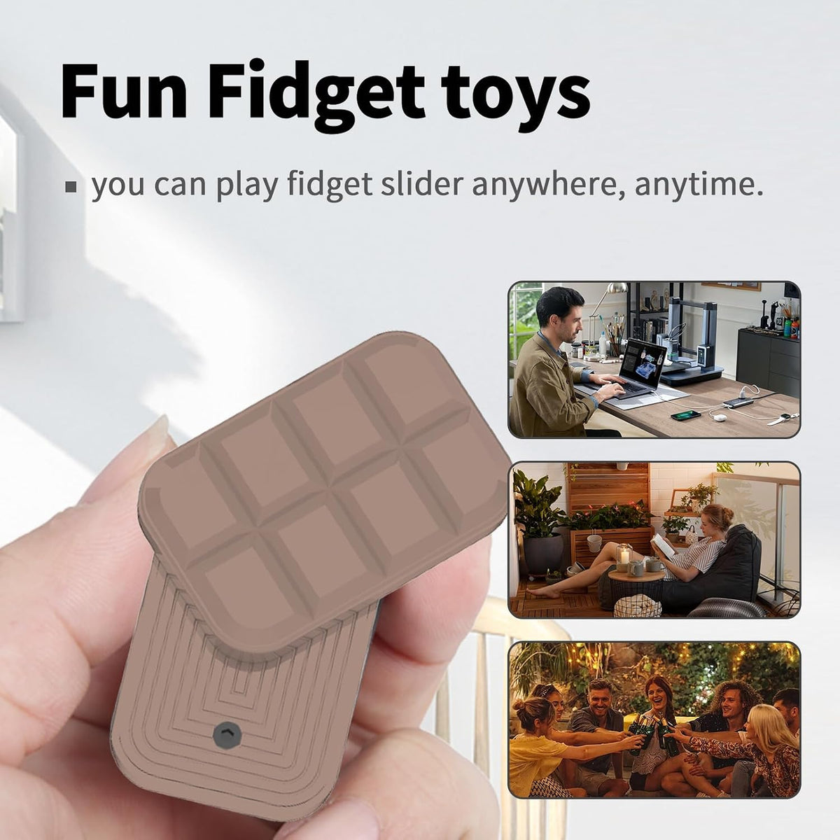 Fidget Toys Adults Magnetic Desk Toy Metal Fidgets Slider - Chocolate Brown - image 3