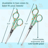 Kenchii Happy Kitty Ball Tip Grooming Scissors for Cats 5.5in Pink – Essentials for Cats - 5.5 Inch / Blue - image 2