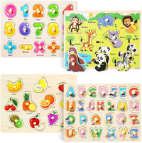 GRINNNIE Wooden Peg Puzzle for Toddlers 3 4 5 Years Old, Letters - 26