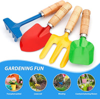 Anzmtosn kids garden tool set with rake, spade, hoe and leaf rake in a mesh bag - view 4