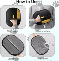 Pet Hair Remover, Electrostatic Gloves Pet Hair Removal, Reusable Double Sided Electrostatic Pet Hair Remover