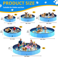 Foldable Dog Pool, Collapsible Dog Swimming Pool Hard Plastic Portable Pets Bath Tub for Dogs - 4XL - 80" x 16" - image 2