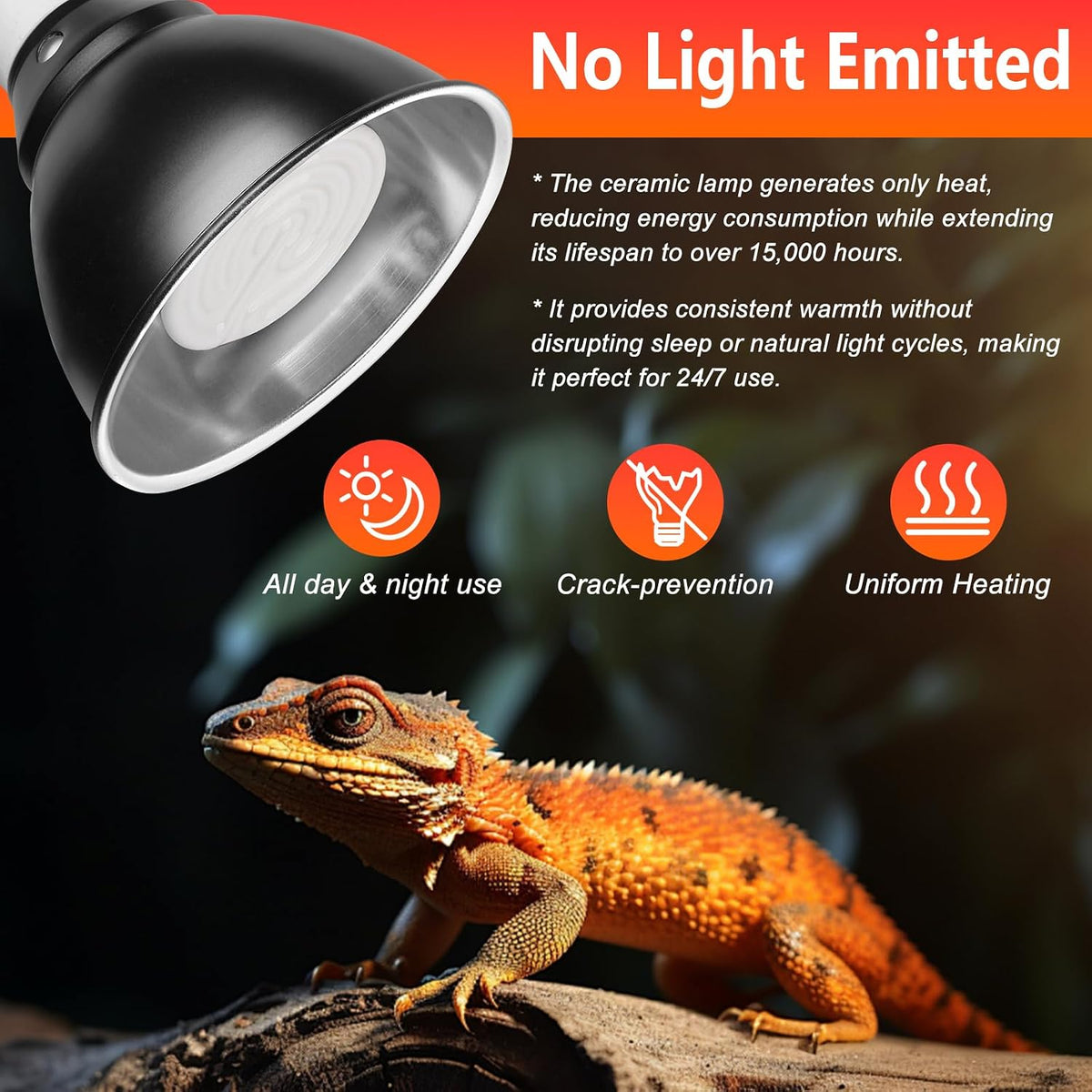 150W Reptile Heat Lamp, Pack of 2 Ceramic Heat Emitters for Reptile Geckos, Lizard, Iguana, Bearded - 150 Watts / 2pcs/White - image 2