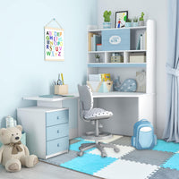 Amylove 18 Pcs Plush Foam Interlocking Carpet Tiles, Beige, Pink - White, Gray, Blue - image 4