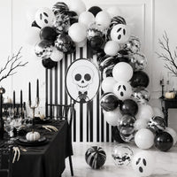 Froova black and white Halloween balloons with ghost and bat prints and bat stickers - view 28