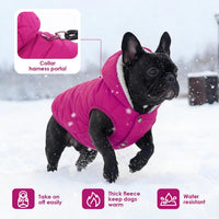 Dog Winter Coat,Warm Fleece Lined Dog Jacket with Leash Hole & Hood – Essentials for Dogs - Pink / X-Small - image 2
