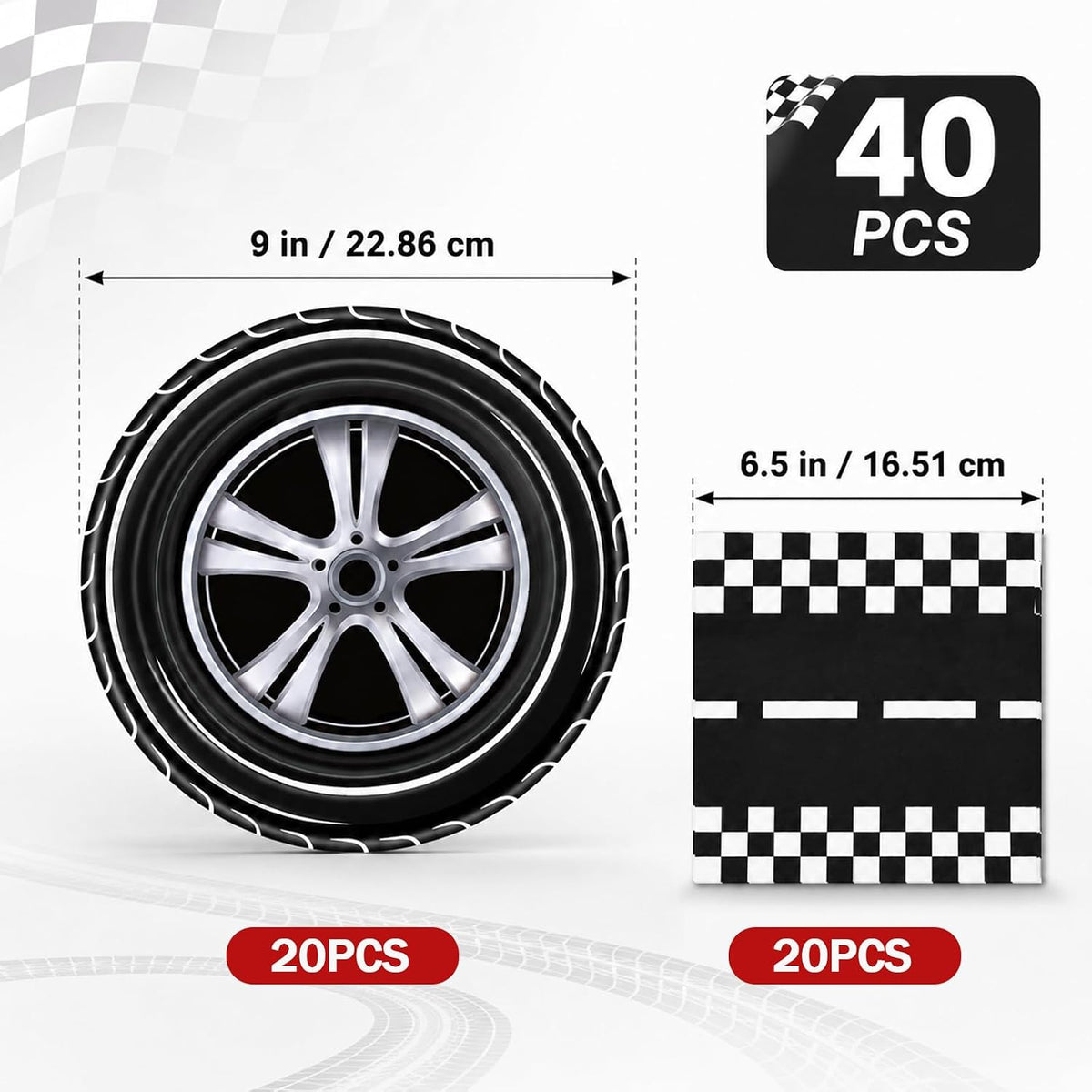 40 Pcs Basketball Plates and Napkins Set - Race Car - image 2