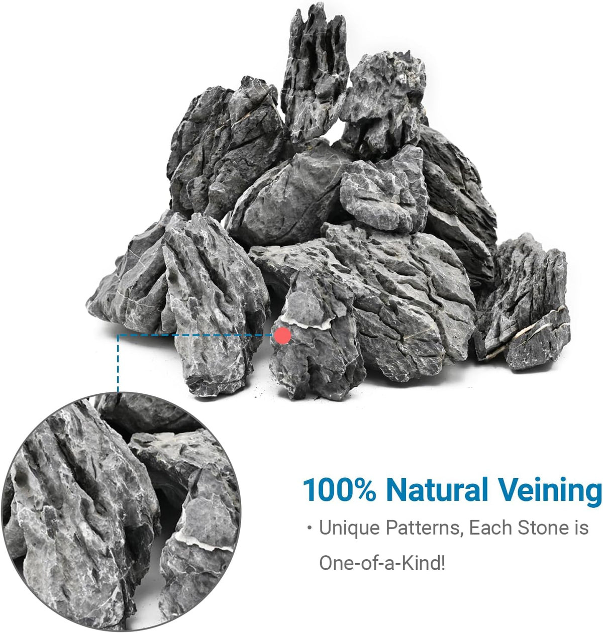 KINGRUI Natural Seiryu Rock Stone 11lb Dragon Stone for Aquarium - 20lb(3-7inch) - image 2