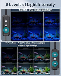 Pawfly 21W Aquarium LED Light for 30 to 36 Inch Fish Tanks Extendable Fish Tank Light with Full Spectrum Brilliant White Blue Red Lights with Daytime & Night Modes and Adjustable Brightness