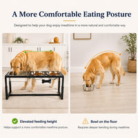 Elevated Dog Bowls, Metal Raised Dog Bowl Stand with 2 Thick 58oz Stainless Steel Food Bowls - Black-58oz x 2 & 1.2gal x 1 / Height: 8.8-14" - image 3