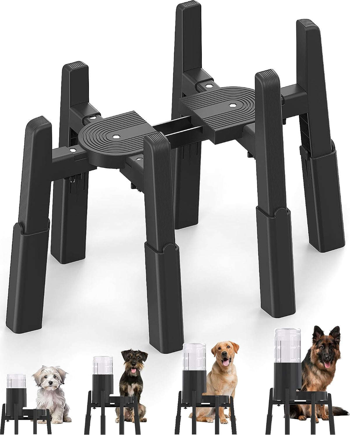 Dog Bowl Stand with Adjustable Height and Width [Stand Only] – Essentials for Dogs - 1 Pack For Automatic Feeder / H: 7.09-11.42''; W: 6.1 x 9.8'' - 8.5 x 14.57''