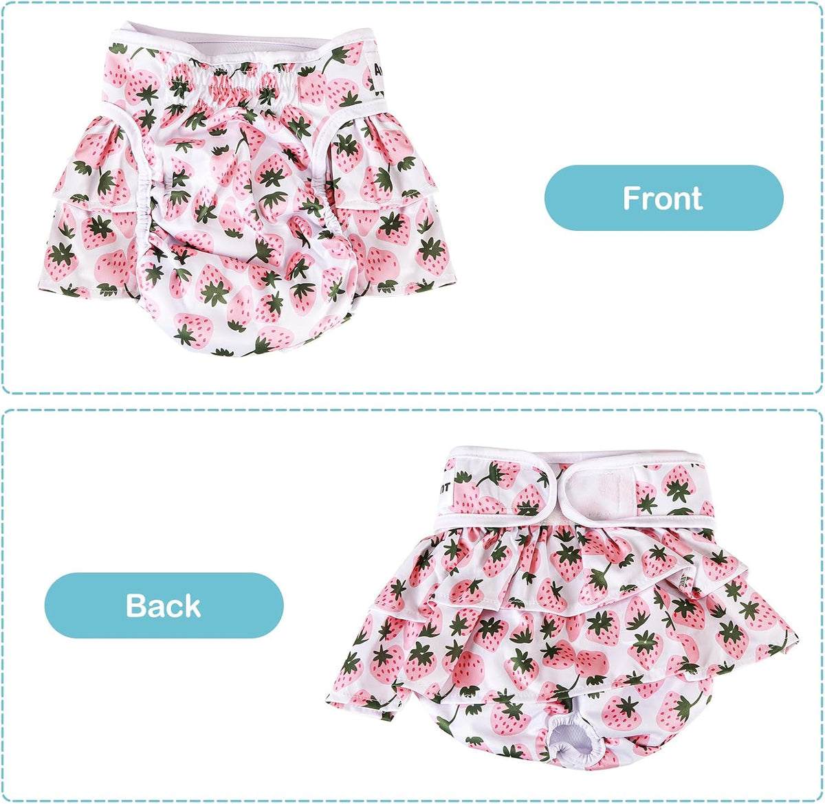Avont 3 Pack Reusable Dog Diapers Female-Strawberry/Orange/Cherry – Essentials for Dogs - Fruit Pattern - Strawberry/Orange/Cherry / L - image 4