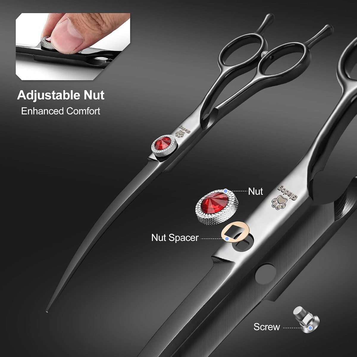 Dog Grooming Scissors Kit with Safety Round Tips - Pro Black - image 2