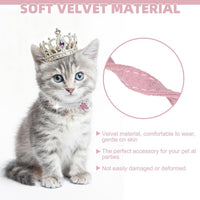2 Pack Soft Velvet Safe Bling Diamond Cat Collars with Bells – Essentials for Cats - Pink / 7"-9" For Cats - image 2