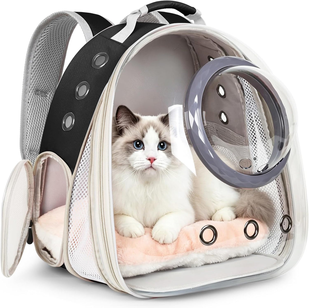 Bubble Cat Carrier Backpack - Black / Front Extension