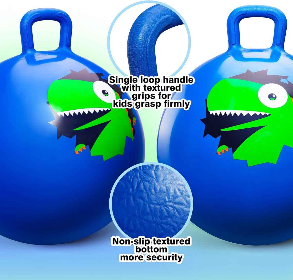ZOOJOY Hopper Ball, Hopping Toys for Kids - Age:6-12(20''/50cm) / Blue Dinosaur - image 3
