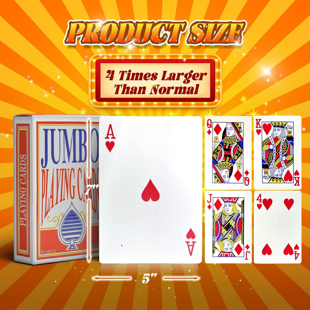 SeptCity Jumbo Playing Cards, Super Big Giant Game – Fun for Kids & Family - 4 times - image 2
