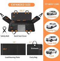 Dog Car Seat Cover Back Seats Protector - For Full Size Truck / Full Size SUV / Black with Hard Bottom - image 2