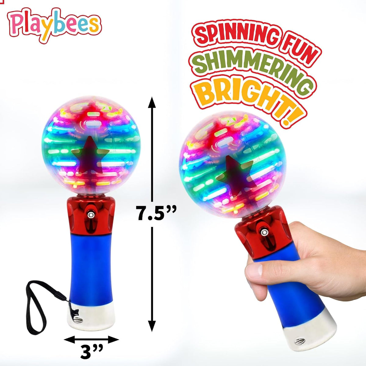 Playbees light up spinning wand with multicolor LED magic ball - view 4