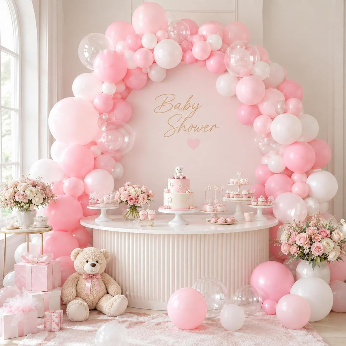 Pastel Balloons Whimsical Christmas Rainbow Colorful Birthday Balloon – Fun for Kids & Family - Pink White - image 4