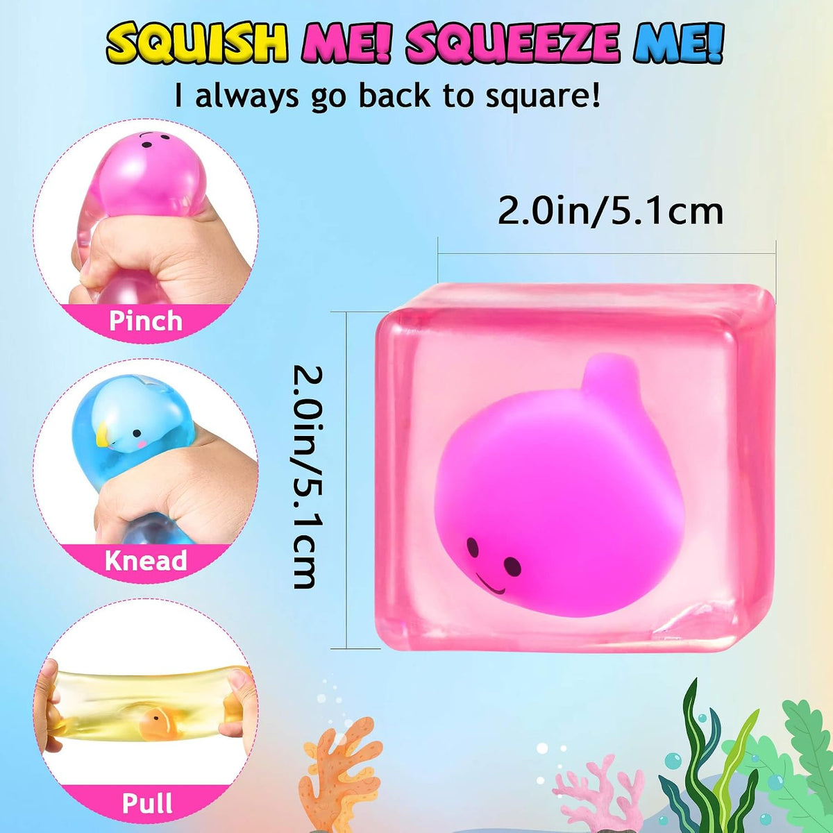 Squishy Fidget Toys Stress Cube - Stresscube-3set - image 3