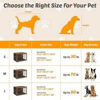 Dog Kennel Furniture, Wooden Dog Crate End Table, Heavy Duty Dog Crate, Decorative Pet Crate Dog Cage for Large Indoor Use (Rustic Brown) 39" L×26" W×27" H
