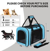 Cat Dog Carriers Soft-Sided - 20.0"L x 13.0"W x 13.0"H / blue - image 2