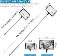 2 Pieces Fish Tank Net Aquarium Mesh Fishes Net Long Handle – Essentials for Fish - Black - image 2