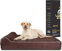 KOPEKS Orthopedic Memory Foam Dog Bed 7" Inch Thick Extra Large Dog Bed With Pillow Brown 50"x34"x10" Includes Waterproof Liner & Durable Removable Cover With Smart Design