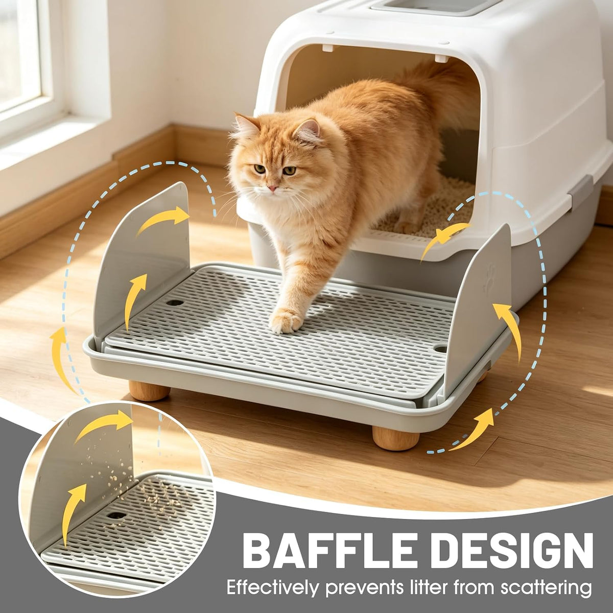 Adjustable Litter Box Step, Cat Ramp for Litter Box, 2 Steps - Light Grey / 1 step - image 3