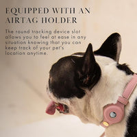 Cupertino Dog Collars, Harnesses & Leashes Made from Vegan Leather with Dog Tracker Device Holder Adjustable Dog Collar (Large, Pink)