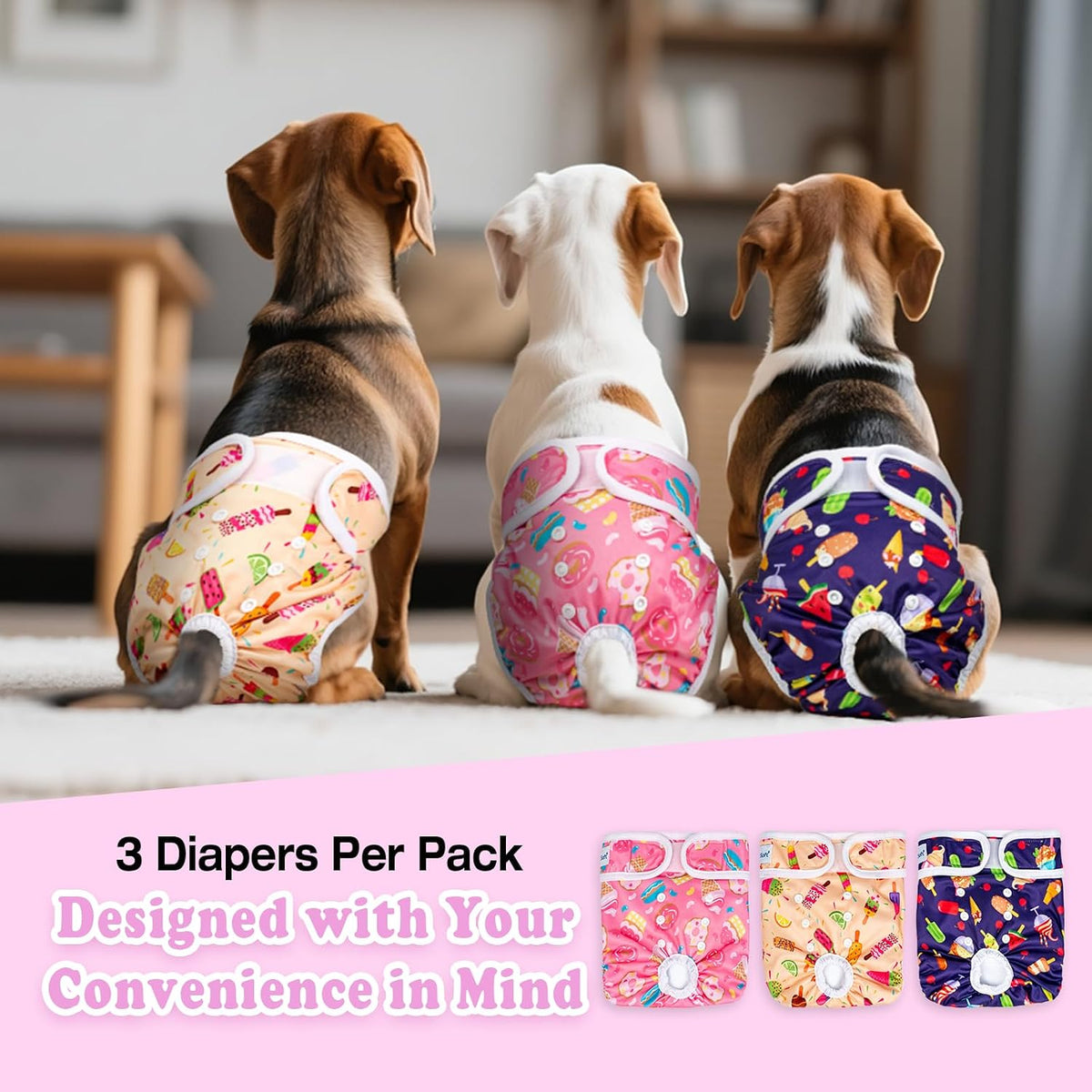 Pet Soft Female Dog Diapers, Puppy Diapers - Food / Medium:14''-19'' - image 3