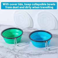 SLSON Dog Bowls Pet Collapsible Bowl with Cover Lids - Light Blue and Green / Medium Two-Tone - image 4