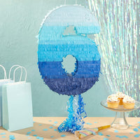 BLUE PANDA Pull String Pinata Number 5, Ombre Blue - Number 6 - image 2