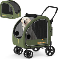 PAWZIDEA 3-in-1 Large Dog Stroller with Detachable Carrier - Forest Green
