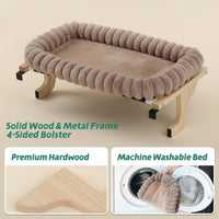 Zakkart SnugCloud Cat Perch for Windowsill – Essentials for Cats - Natural Color Wood w/ Brown Bed / Large (25"x15") - image 3